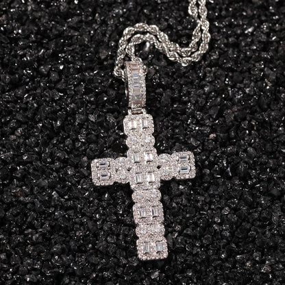 【grt13】Iced Out Zirconia Cross Pendant
