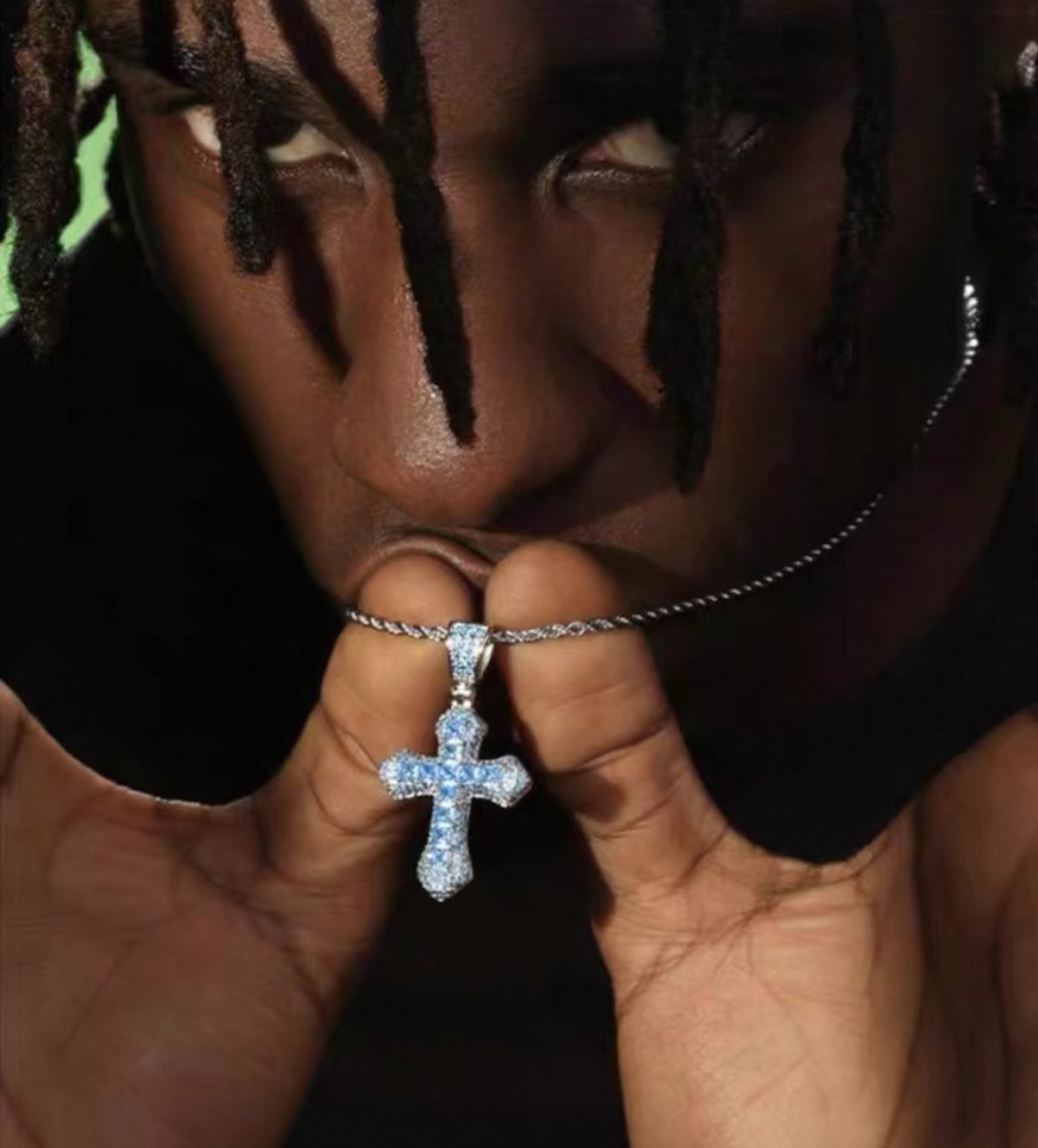 【grt45】Iced Out Sword Cross Necklace