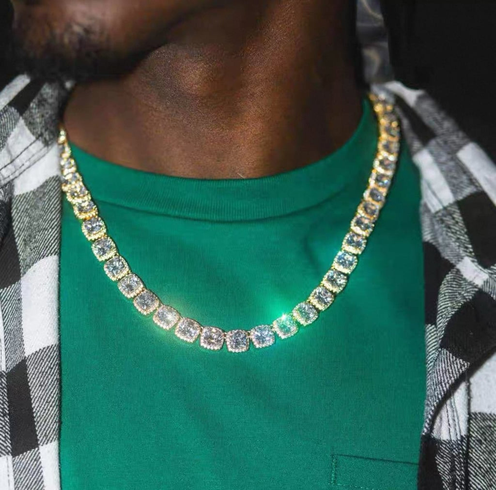 【grt38】Baguette Tennis Chain Necklace (7mm)