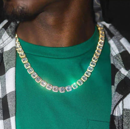 【grt38】Baguette Tennis Chain Necklace (7mm)