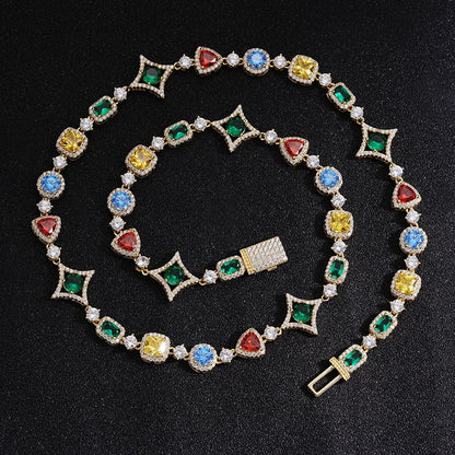 【grt66】Iced out Gemstone Necklace