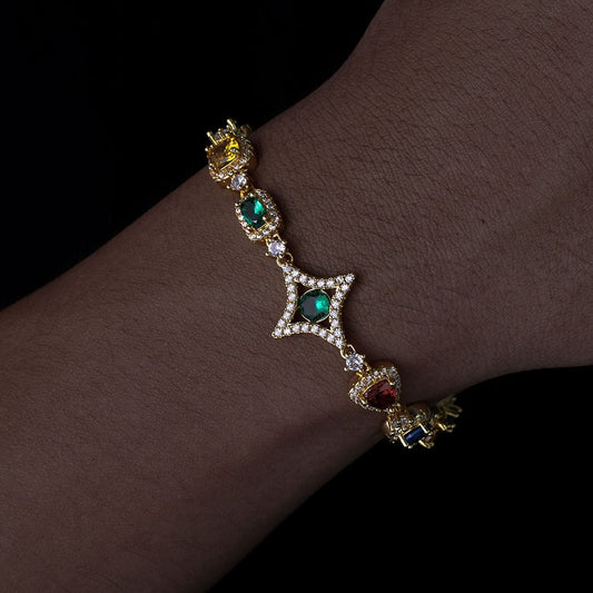 【grt67】Iced out Gemstone Bracelet