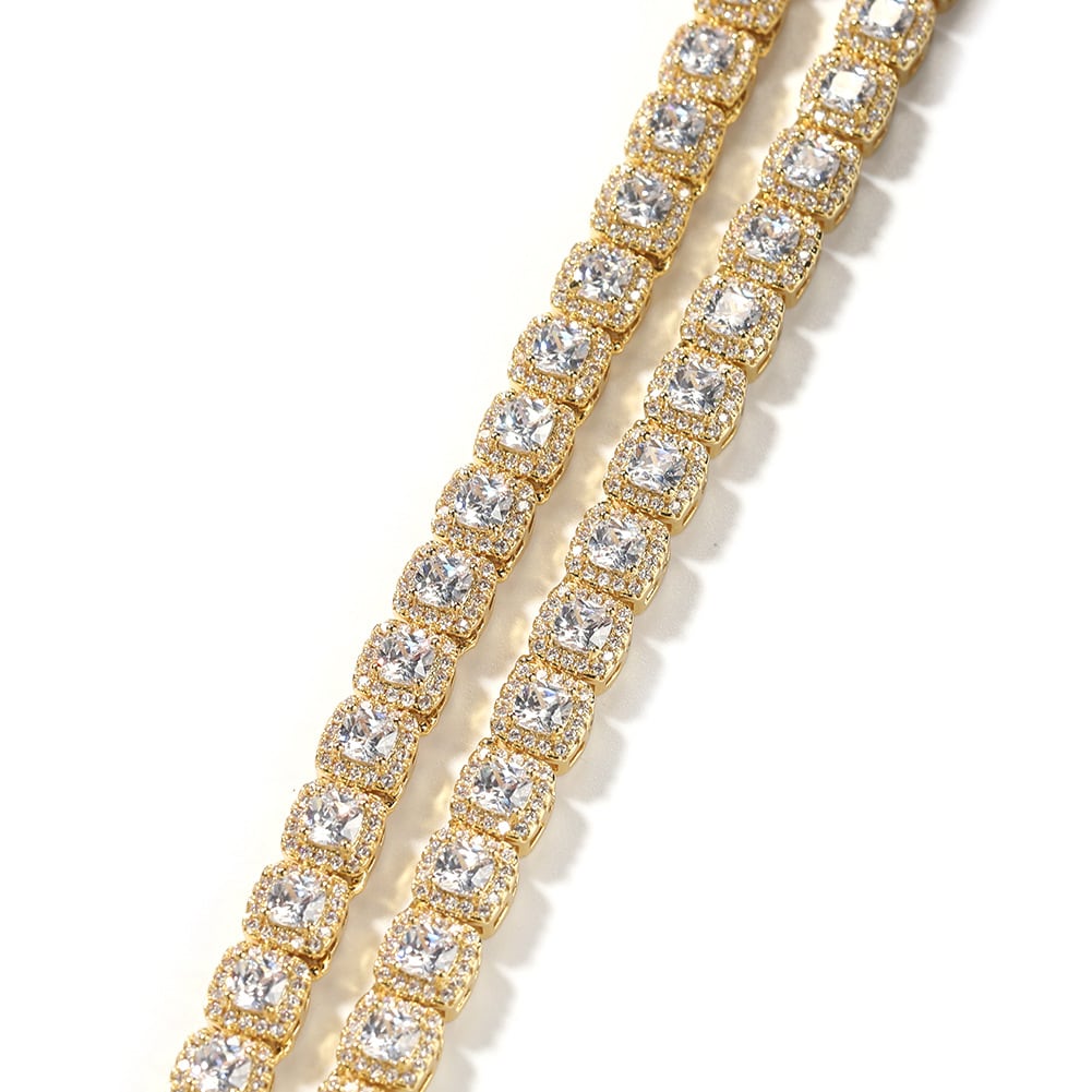 【grt38】Baguette Tennis Chain Necklace (7mm)