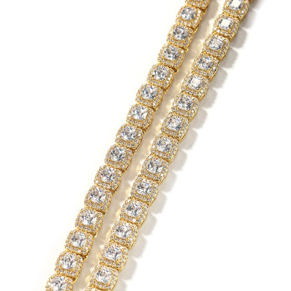 【grt38】Baguette Tennis Chain Necklace (7mm)