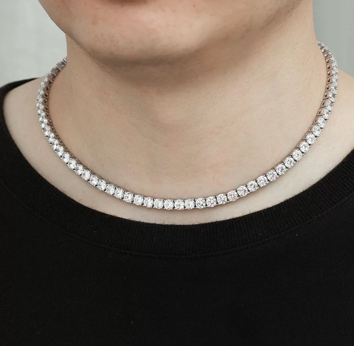 【grt23】Moissanite Tennis Chain Necklace (3mm）