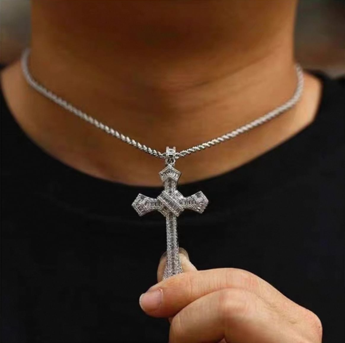【grt26】Moissanite Cross Pendant