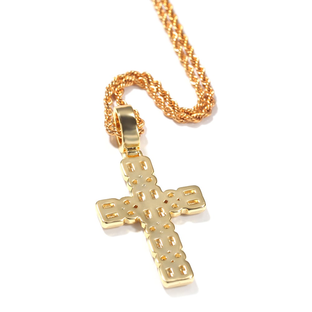 【grt13】Iced Out Zirconia Cross Pendant