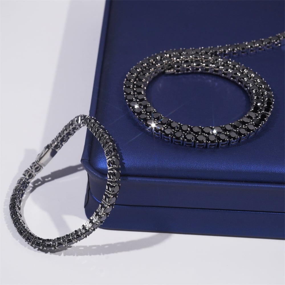 【grt35】Black Moissanite Tennis Bracelet (4mm)