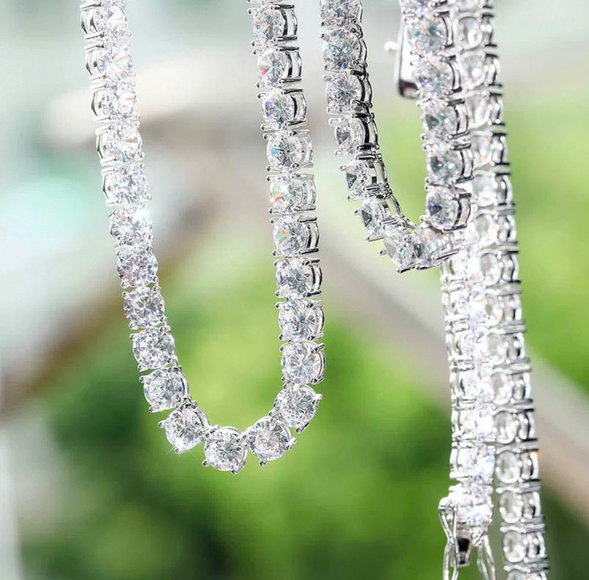 【grt23】Moissanite Tennis Chain Necklace (3mm）