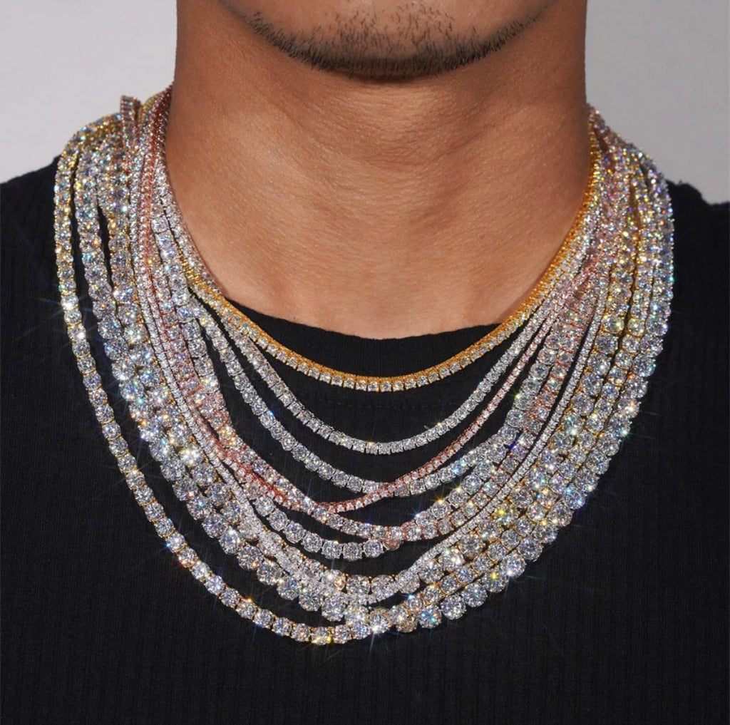 【grt23】Moissanite Tennis Chain Necklace (3mm）