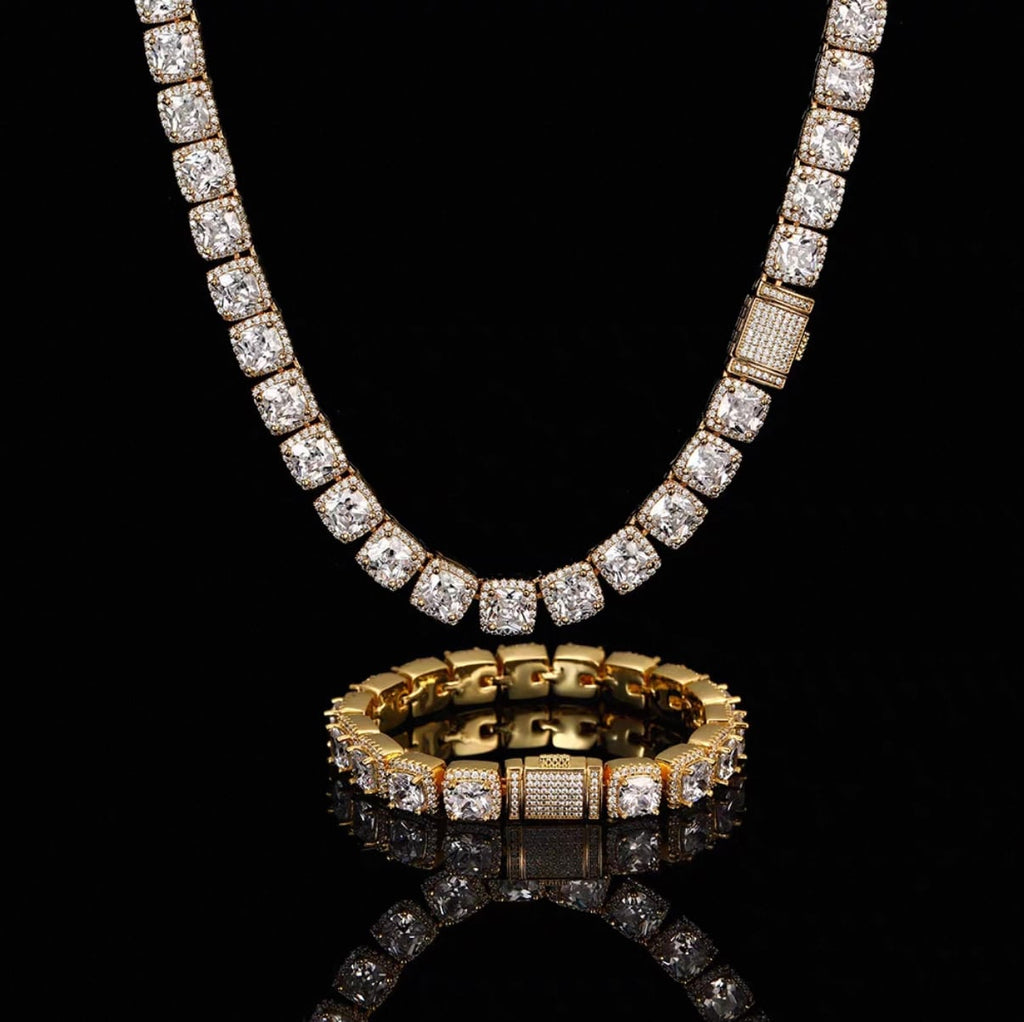 【grt38】Baguette Tennis Chain Necklace (7mm)