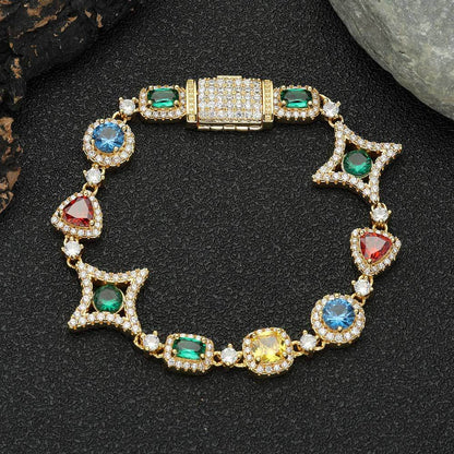 【grt67】Iced out Gemstone Bracelet