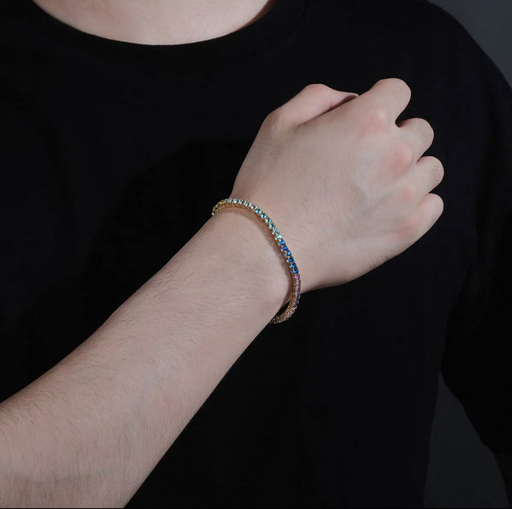 【grt57】Rainbow Tennis Chain Bracelet(3mm)