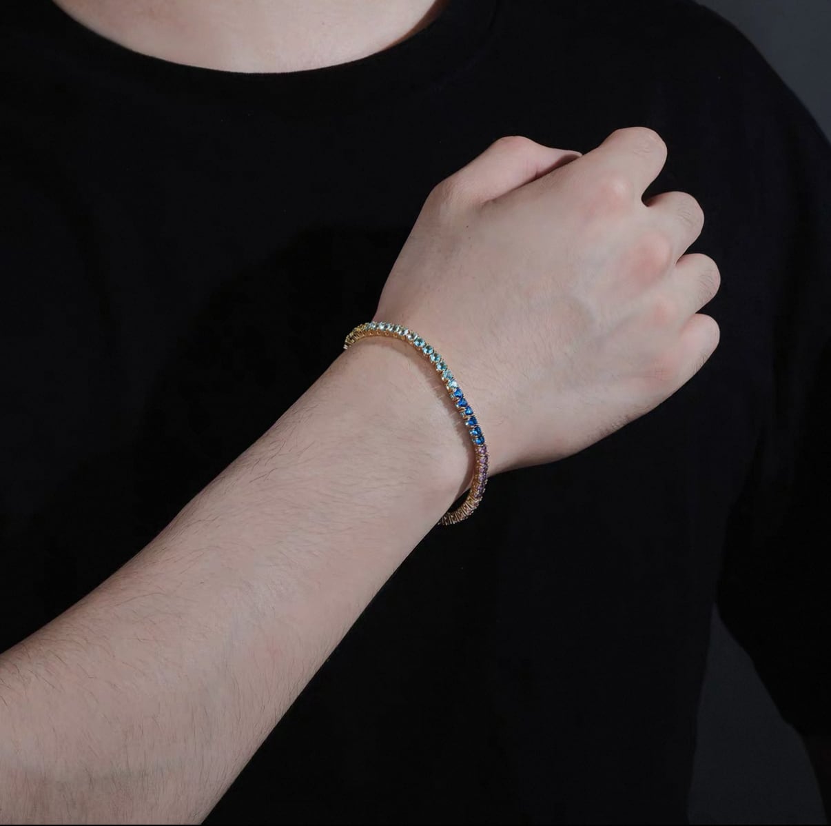 【grt57】Rainbow Tennis Chain Bracelet(3mm)