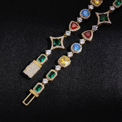【grt66】Iced out Gemstone Necklace