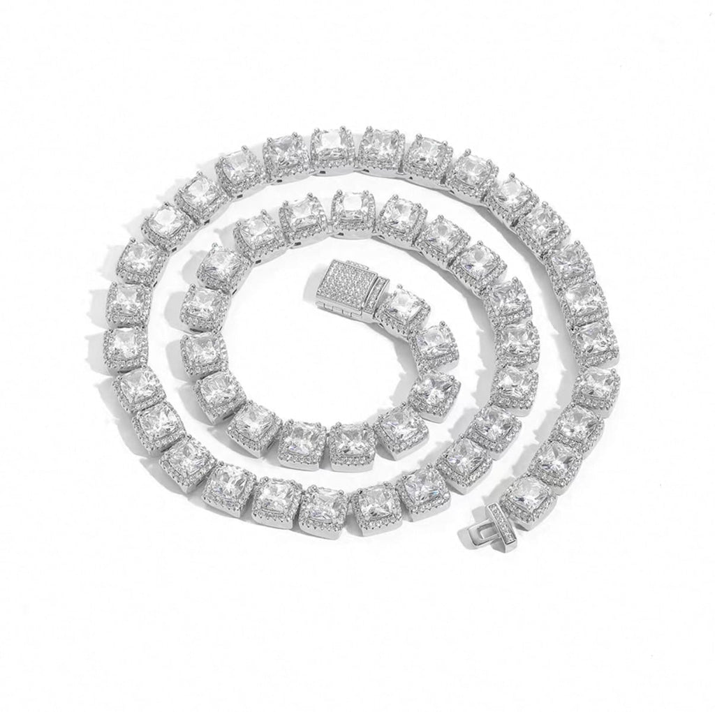 【grt38】Baguette Tennis Chain Necklace (7mm)