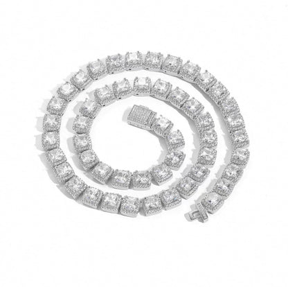 【grt38】Baguette Tennis Chain Necklace (7mm)