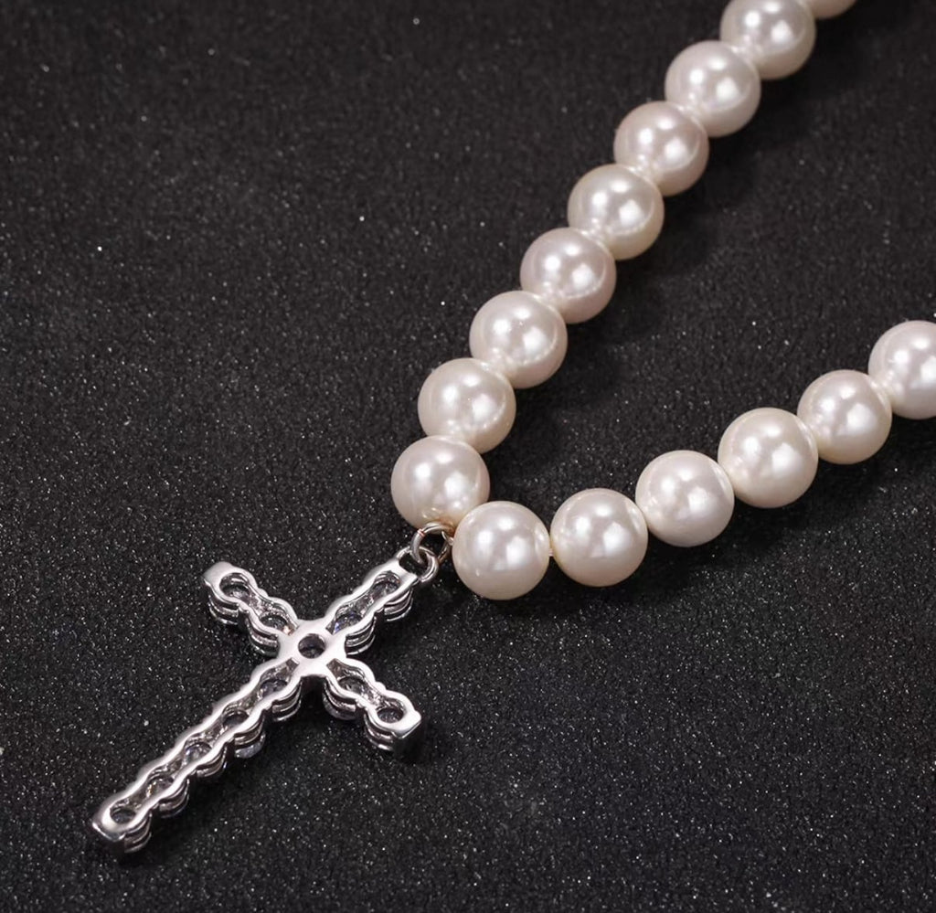 【grt59】Pearl Cross Necklace