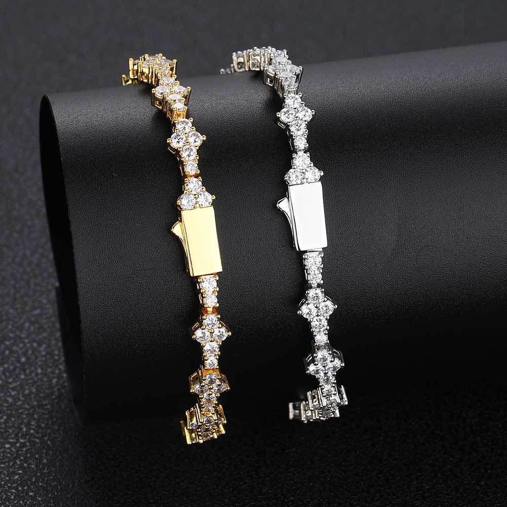 【grt65】Iced out triple cut tennis chain bracelet