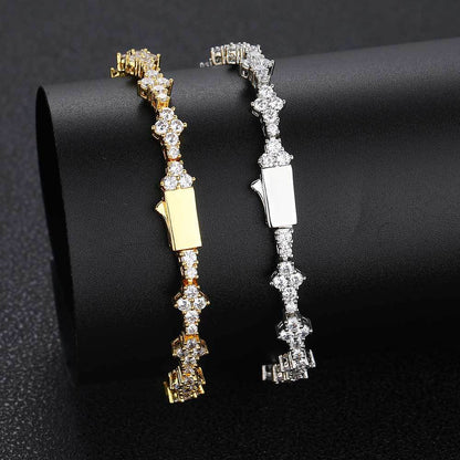 【grt65】Iced out triple cut tennis chain bracelet
