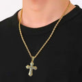 【grt45】Iced Out Sword Cross Necklace