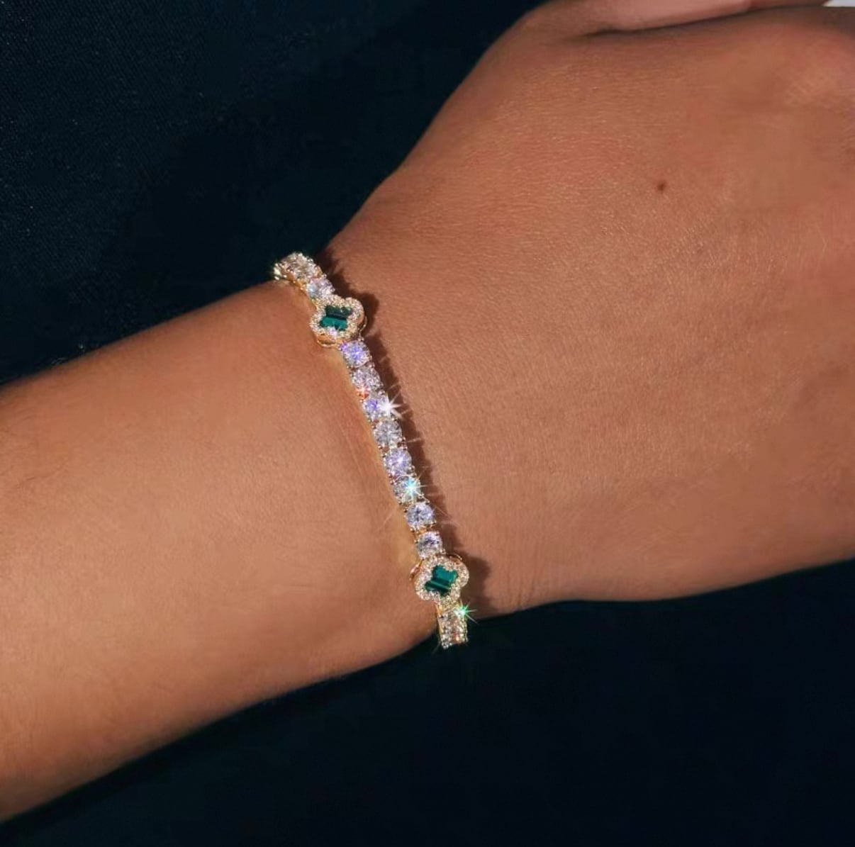 【grt44】Clover Tennis Chain Bracelet