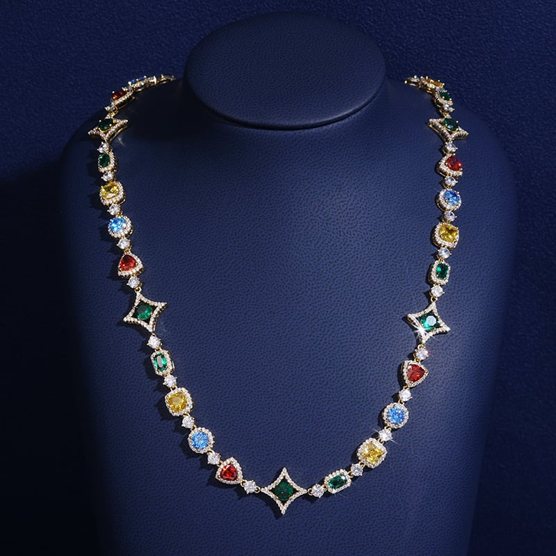【grt66】Iced out Gemstone Necklace
