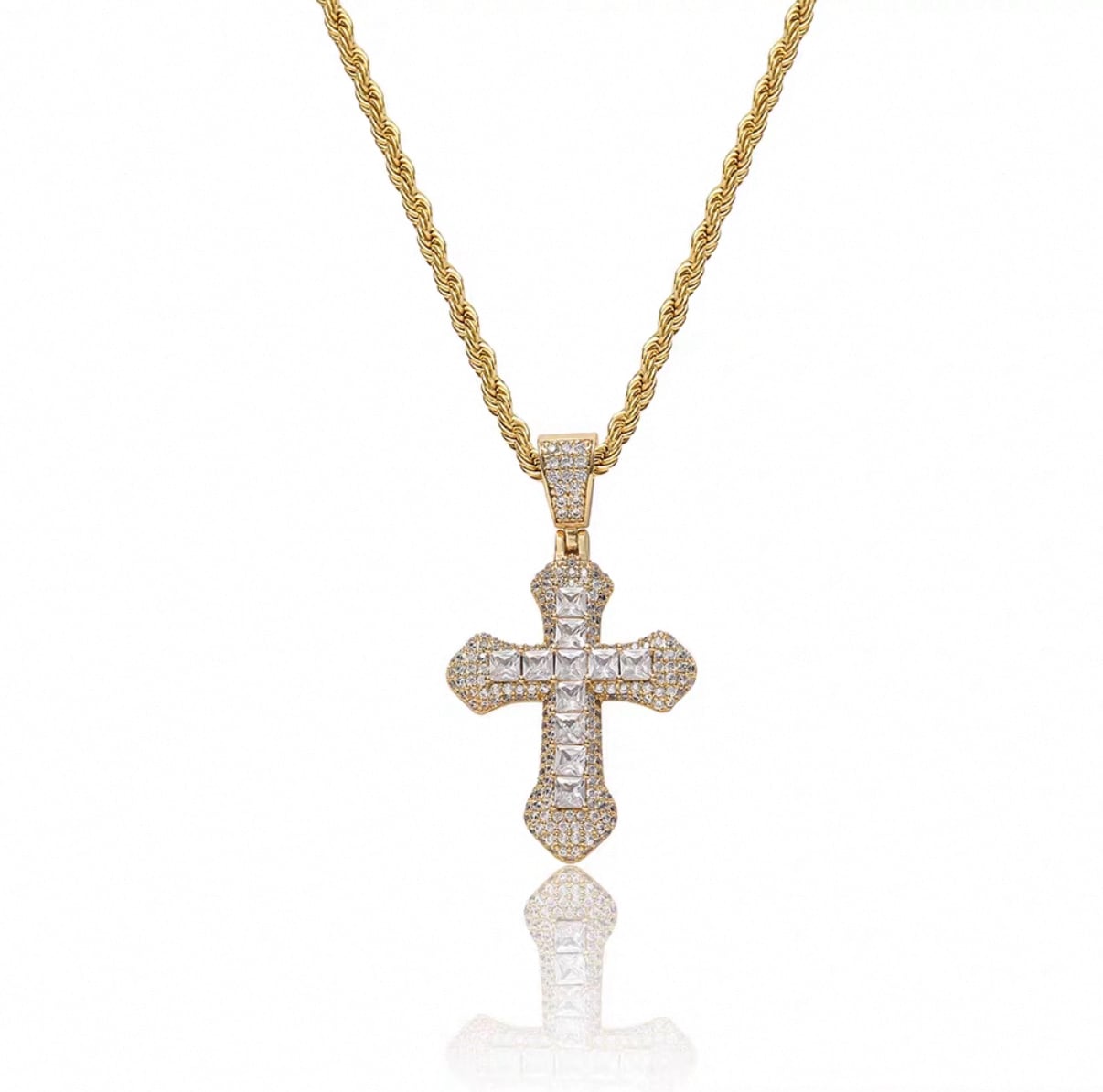 【grt45】Iced Out Sword Cross Necklace
