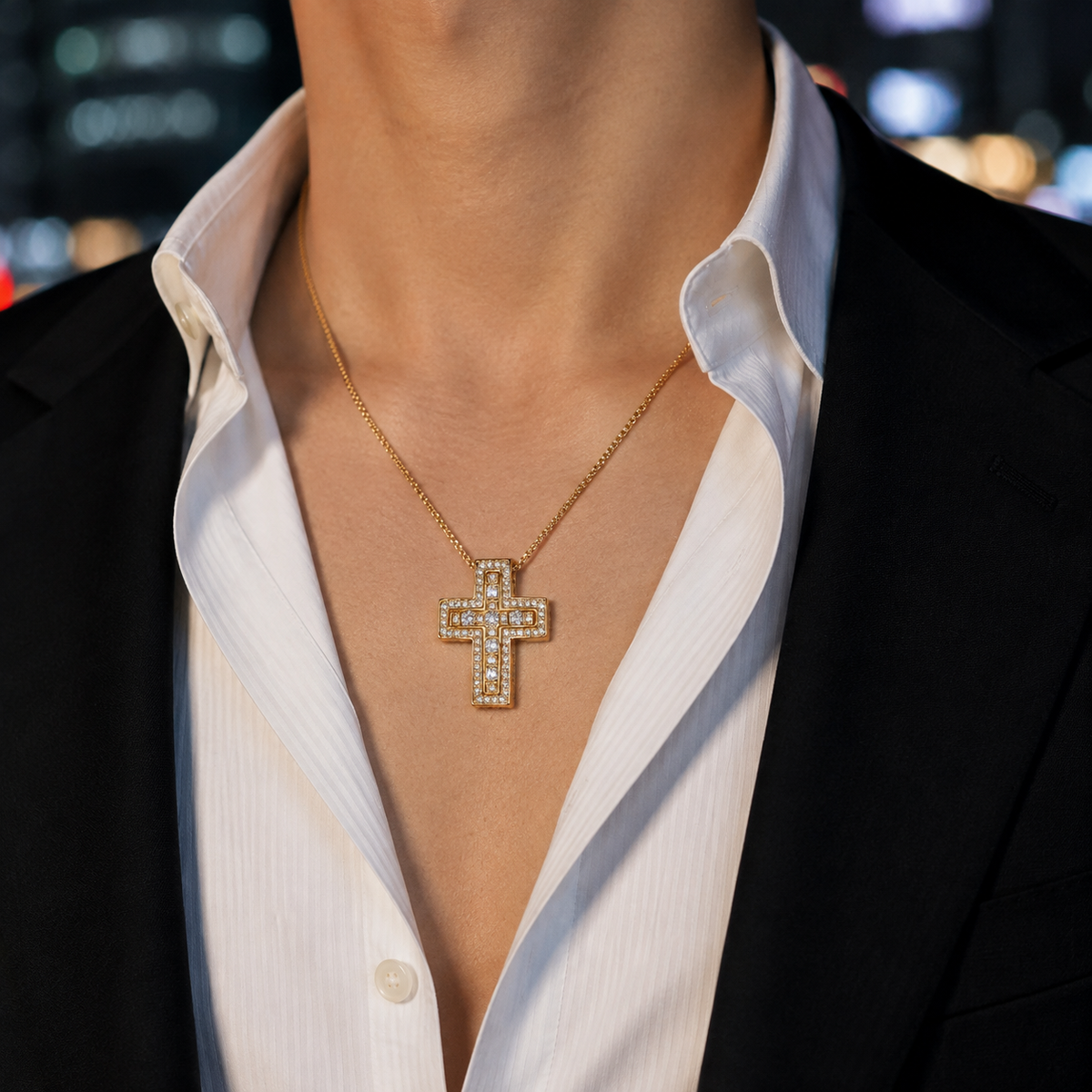 【grt11】Zirconia Cross Necklace