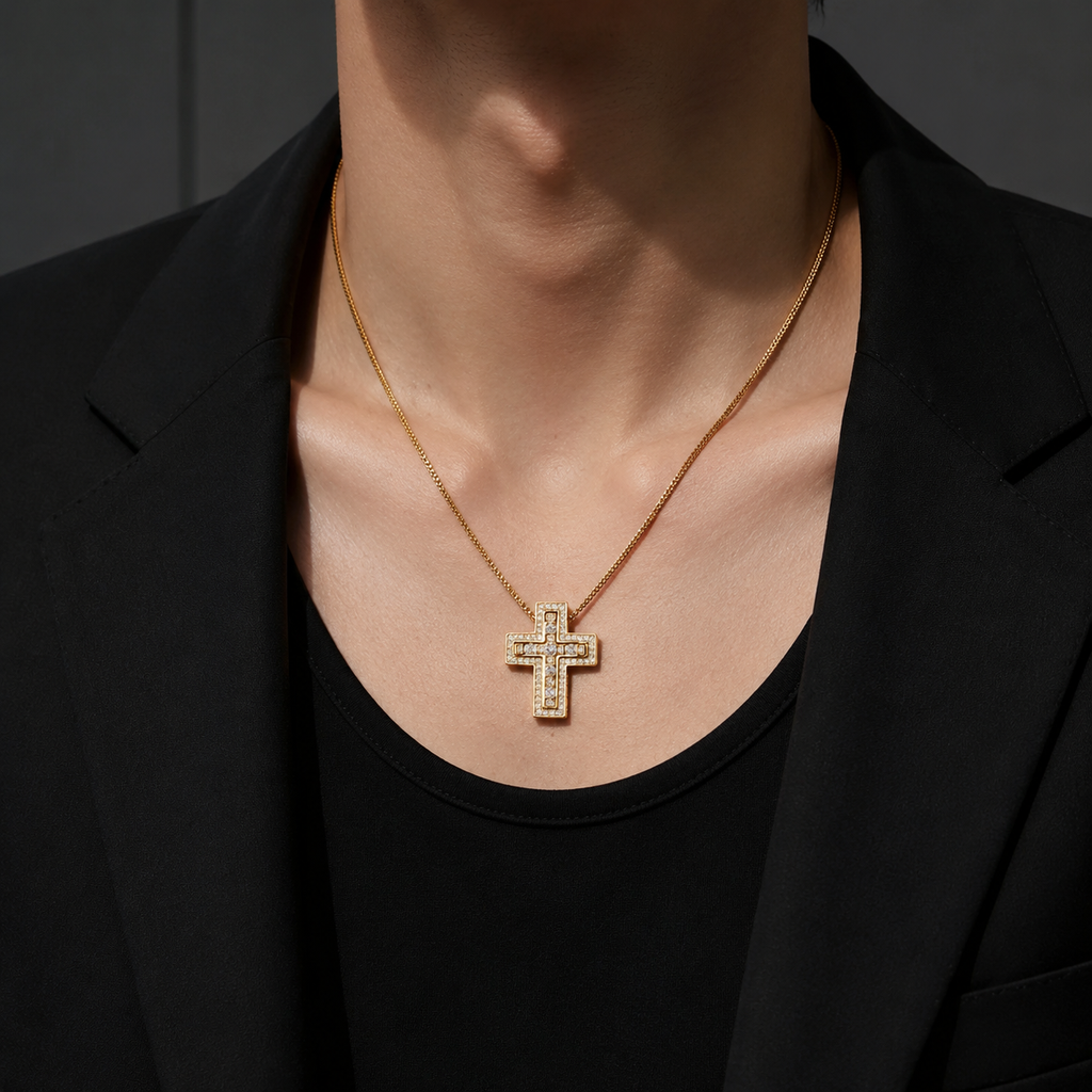 【grt11】Zirconia Cross Necklace