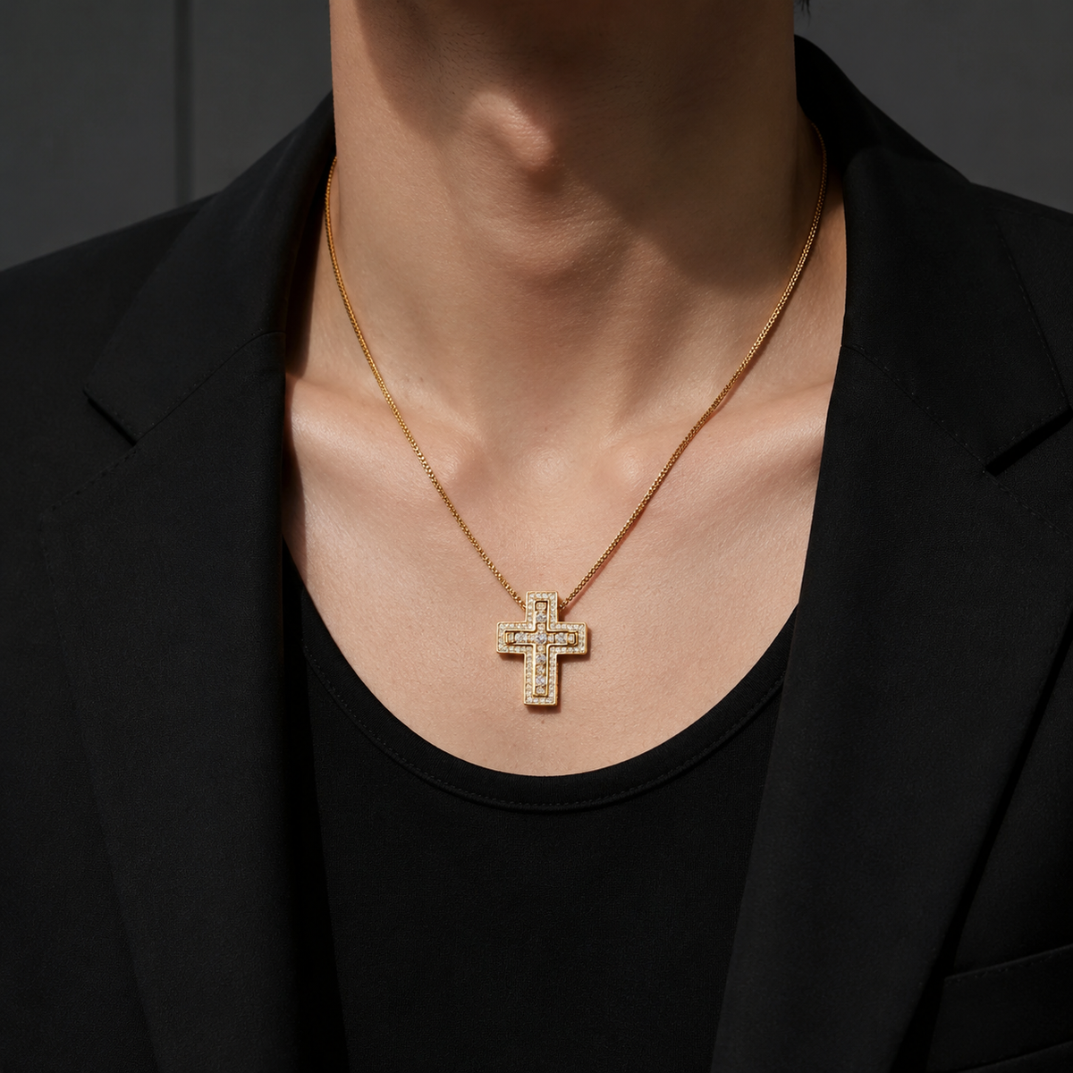 【grt11】Zirconia Cross Necklace