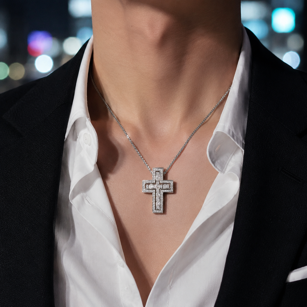 【grt11】Zirconia Cross Necklace
