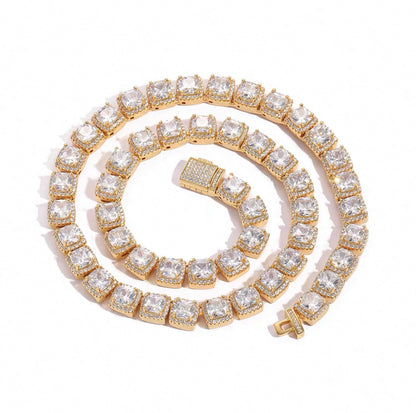 【grt38】Baguette Tennis Chain Necklace (7mm)