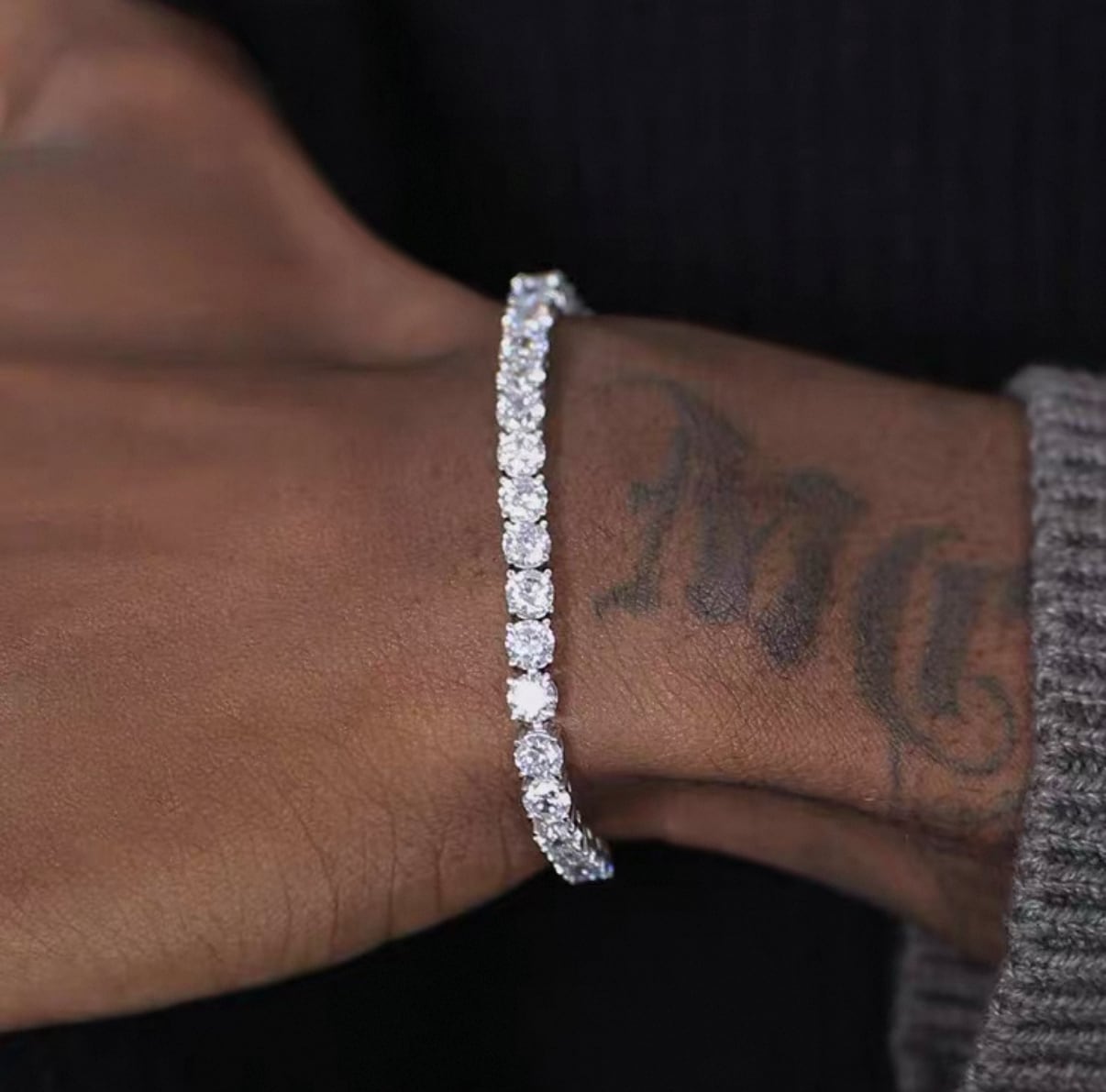 【grt03】Iced out Tennis Chain Bracelet