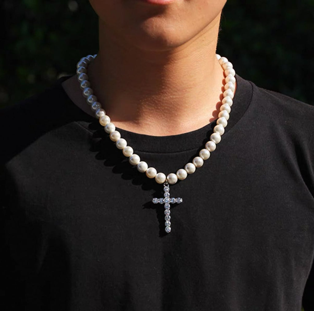 【grt59】Pearl Cross Necklace