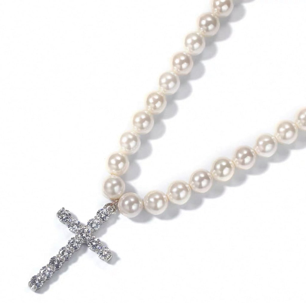 【grt59】Pearl Cross Necklace