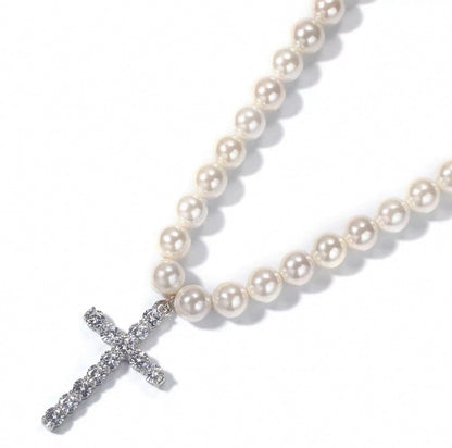 【grt59】Pearl Cross Necklace