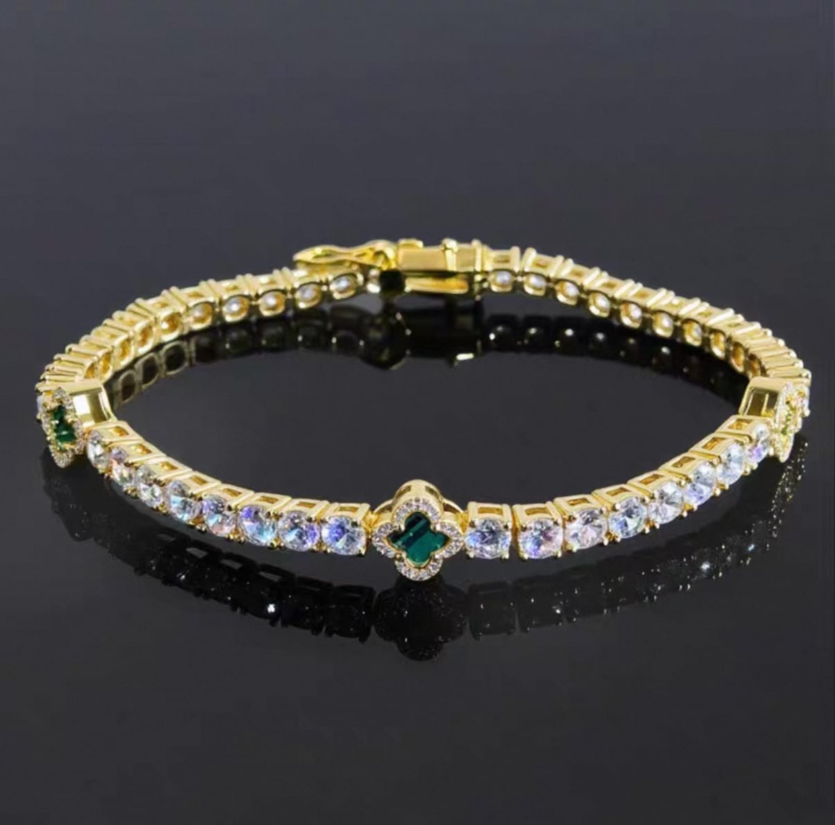 【grt44】Clover Tennis Chain Bracelet