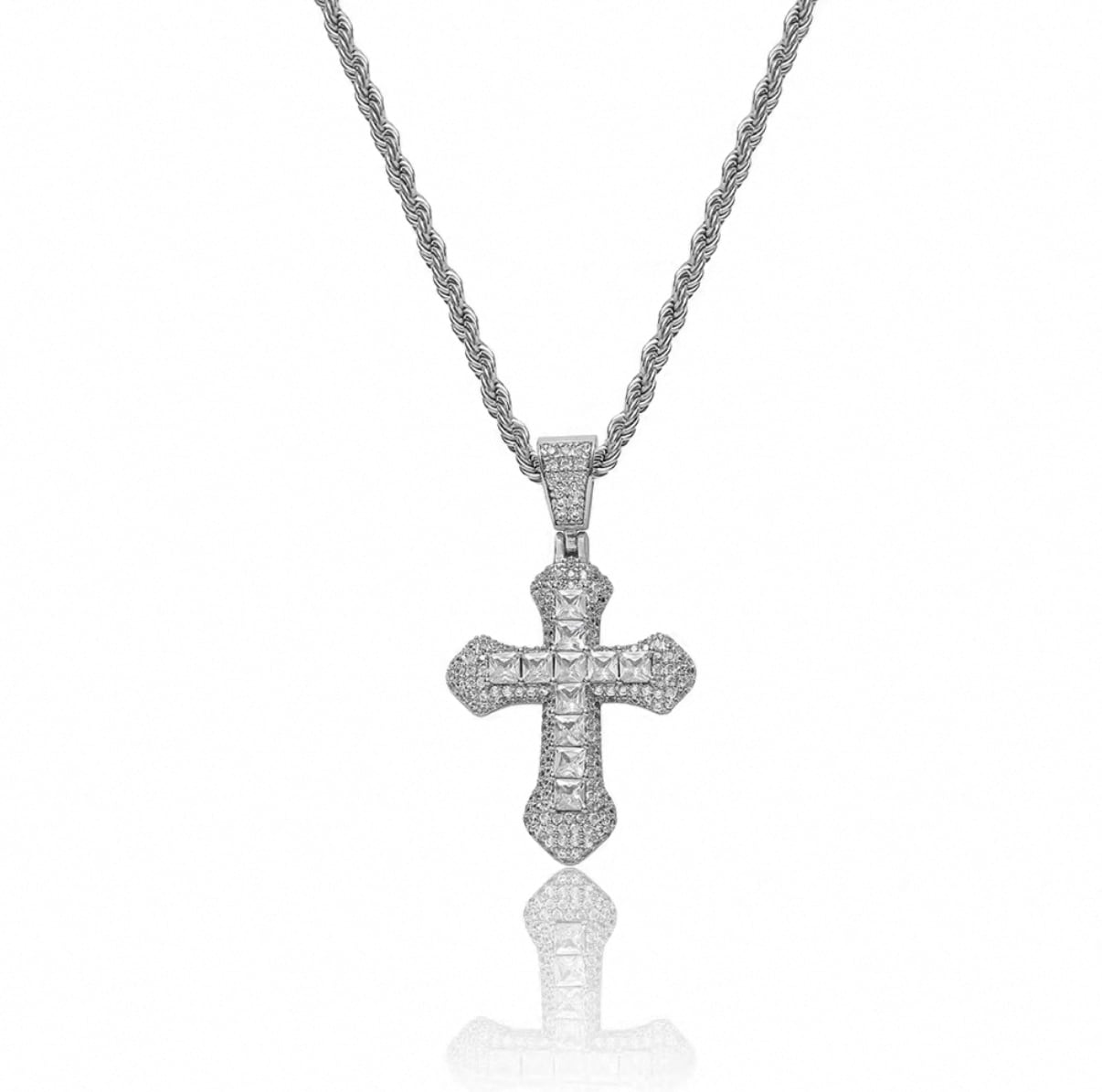 【grt45】Iced Out Sword Cross Necklace