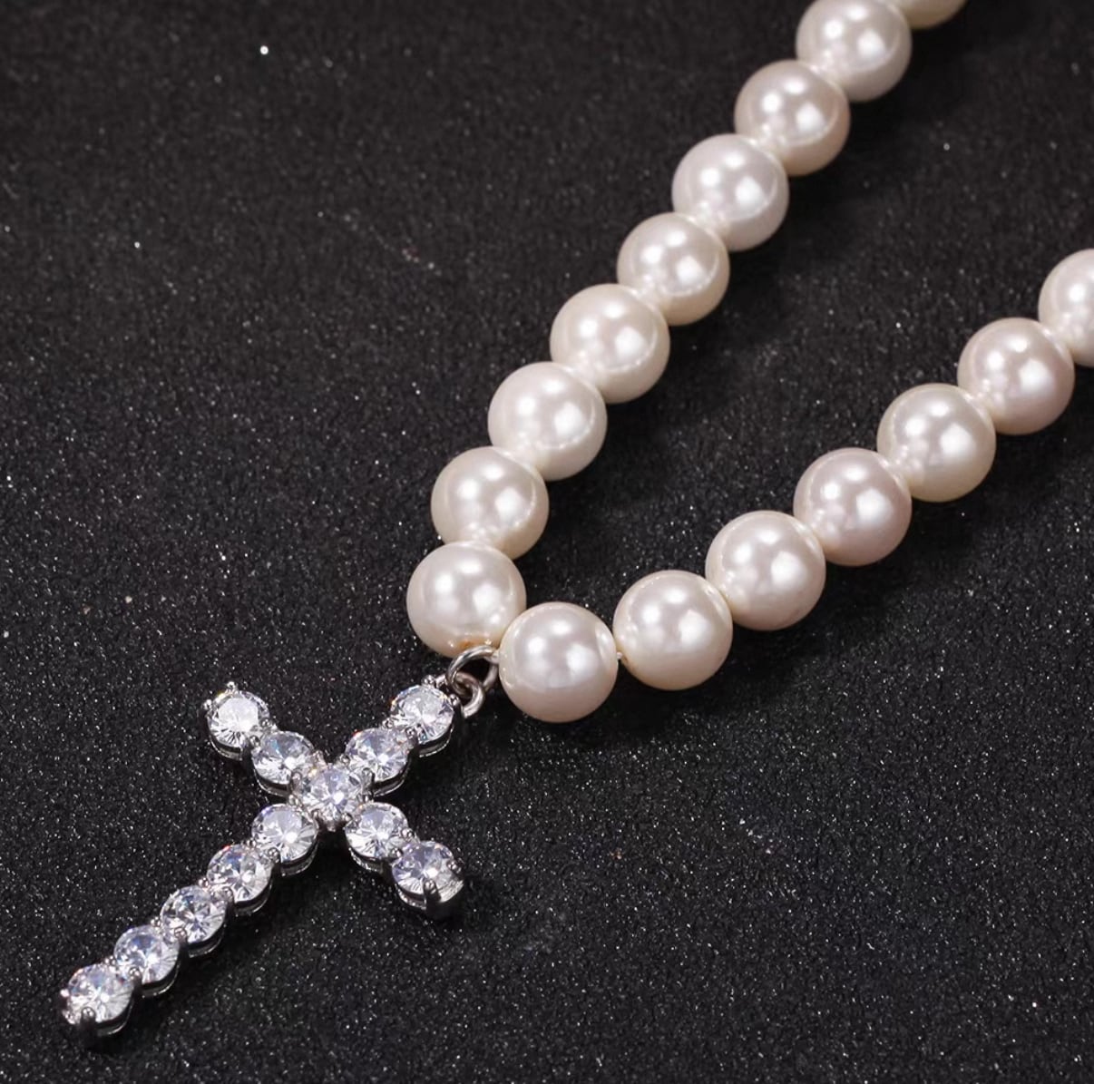 【grt59】Pearl Cross Necklace