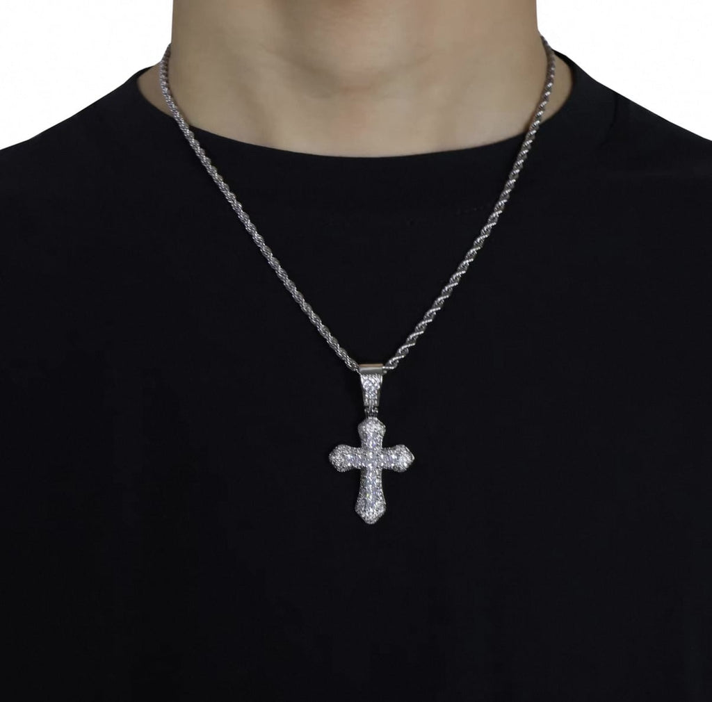 【grt45】Iced Out Sword Cross Necklace
