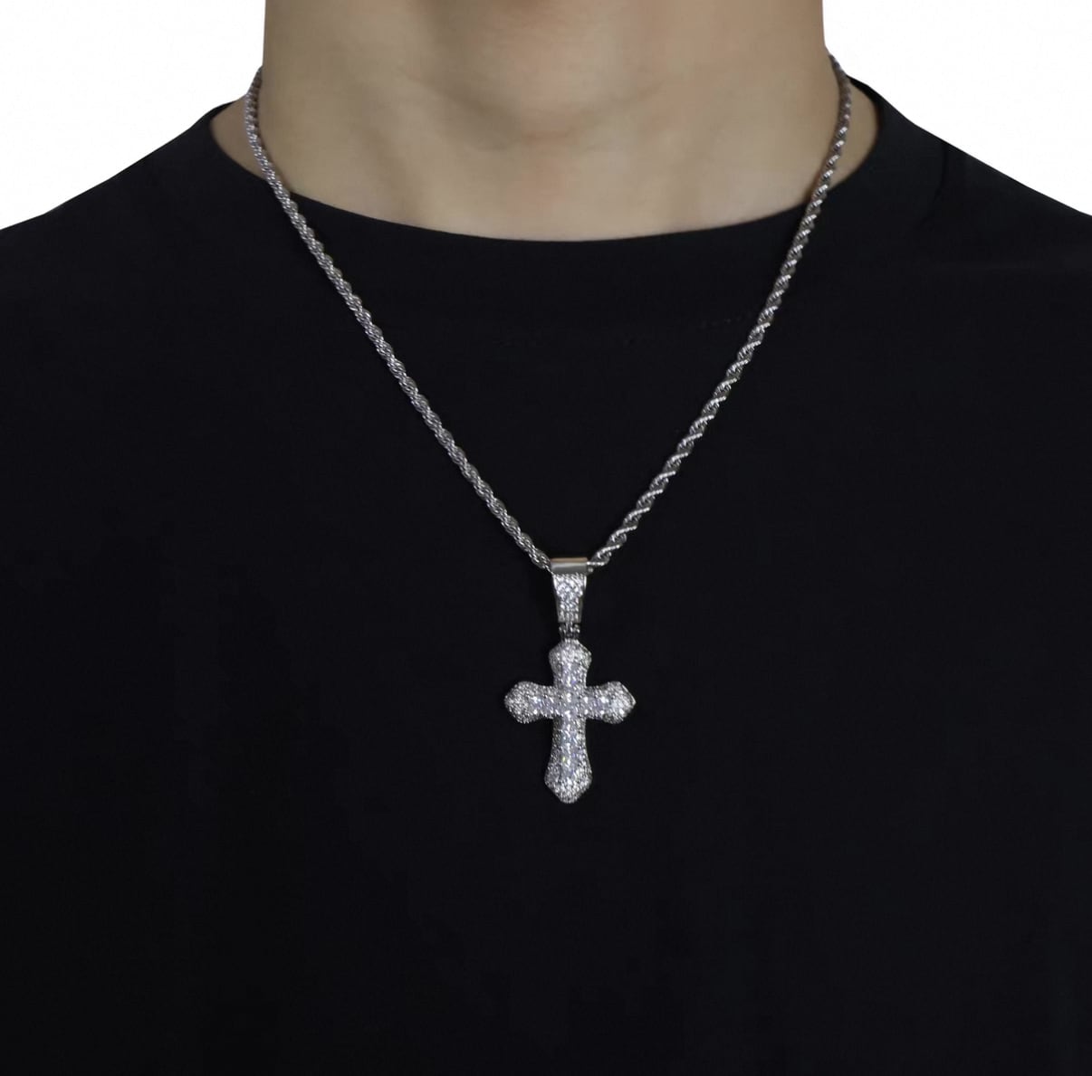 【grt45】Iced Out Sword Cross Necklace