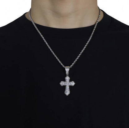 【grt45】Iced Out Sword Cross Necklace