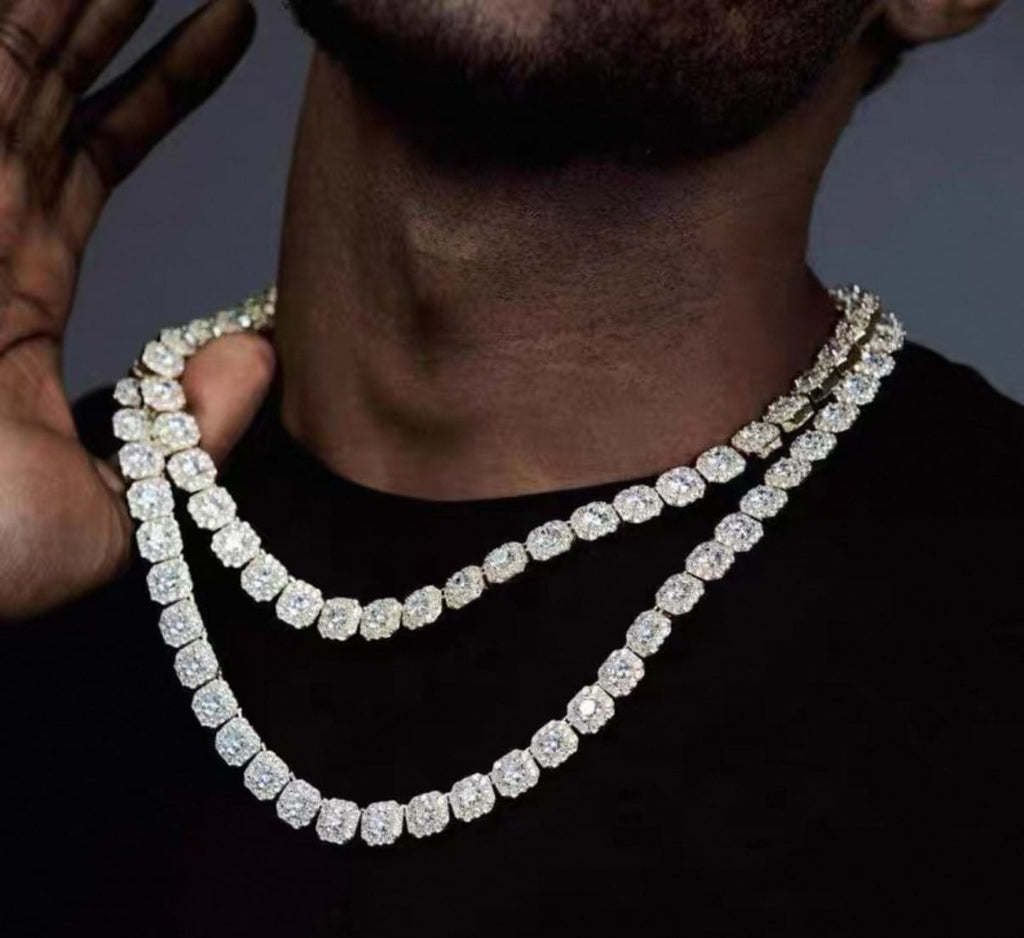 【grt38】Baguette Tennis Chain Necklace (7mm)