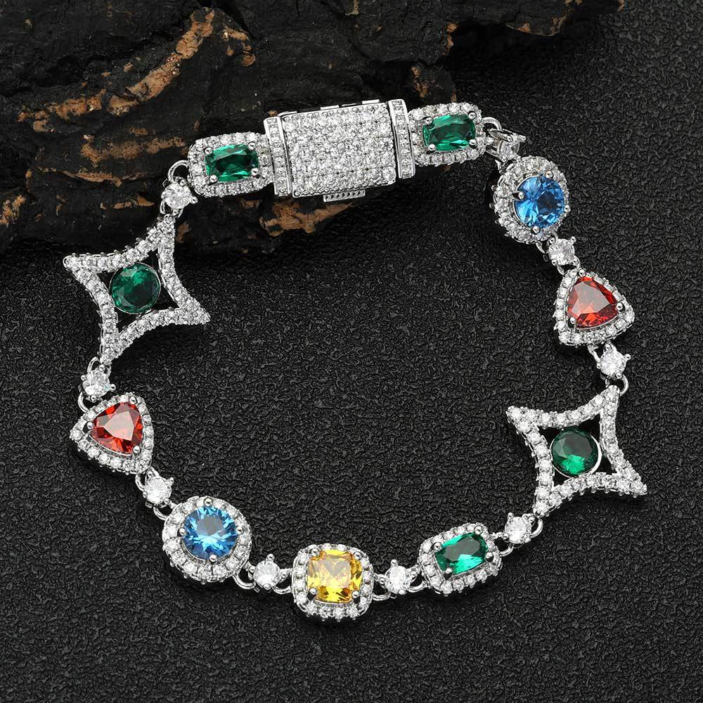 【grt67】Iced out Gemstone Bracelet
