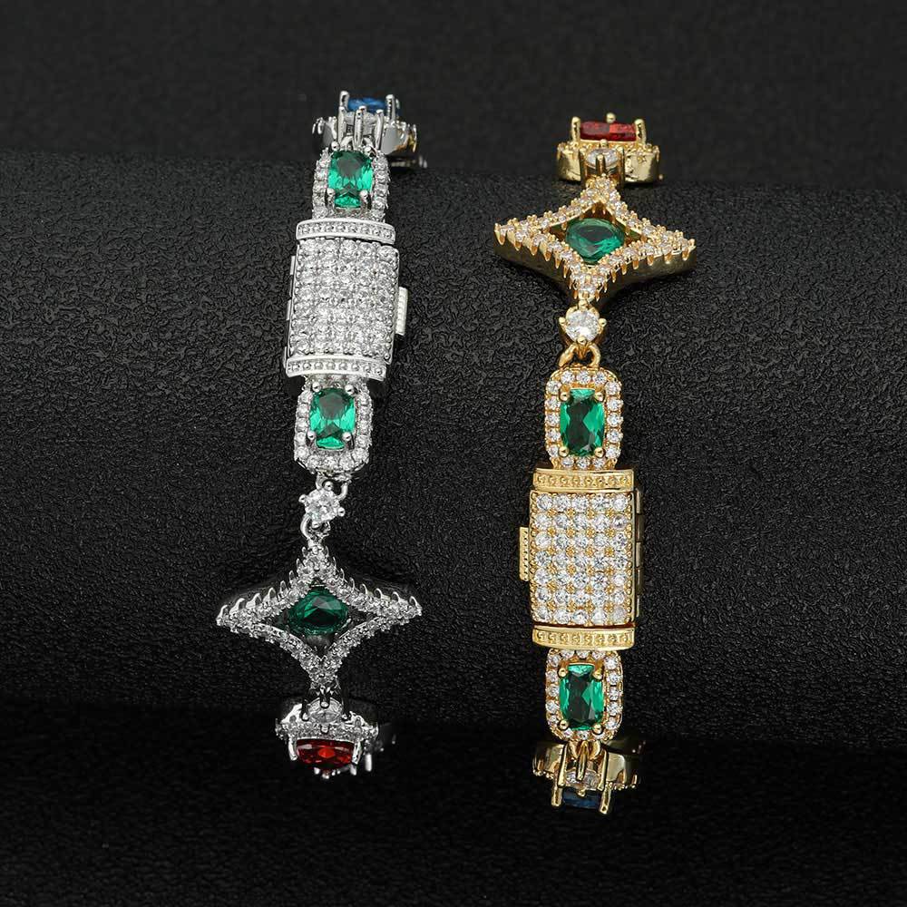 【grt67】Iced out Gemstone Bracelet