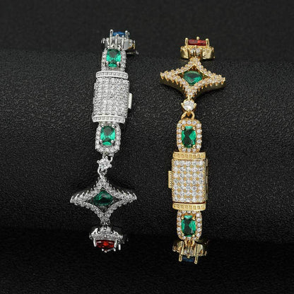 【grt67】Iced out Gemstone Bracelet