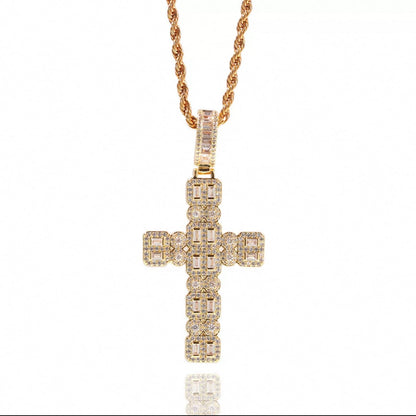 【grt13】Iced Out Zirconia Cross Pendant