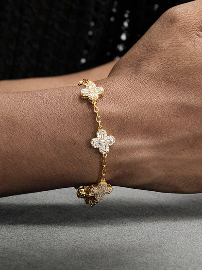 Iced out luxury clover bracelet