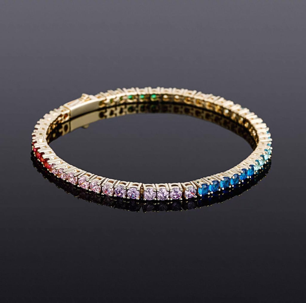 【grt57】Rainbow Tennis Chain Bracelet(3mm)